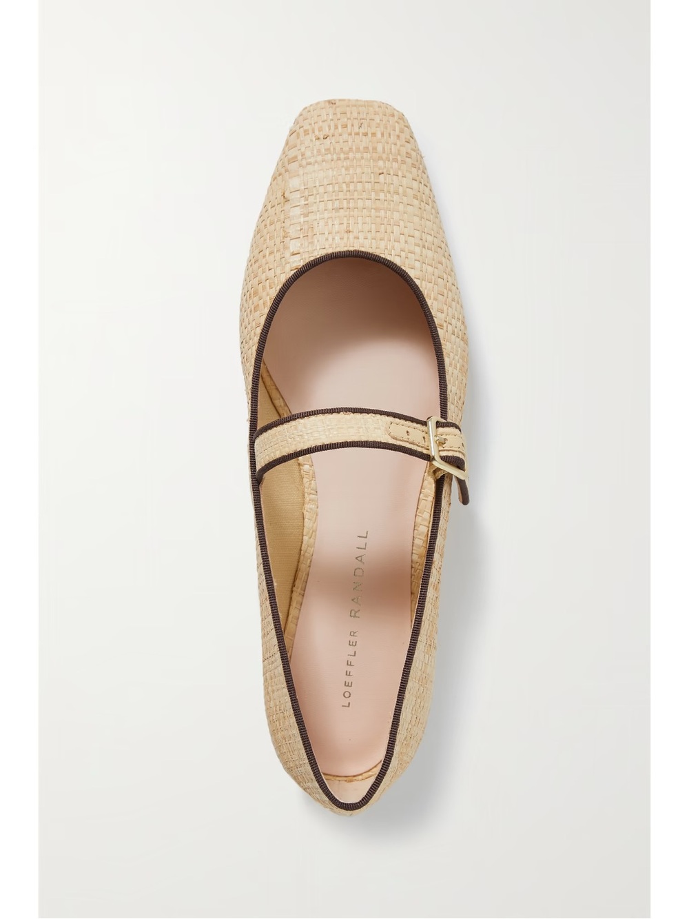 LOEFFLER RANDALL Ginger grosgrain-trimmed raffia Mary Jane ballet flats Size 8.5